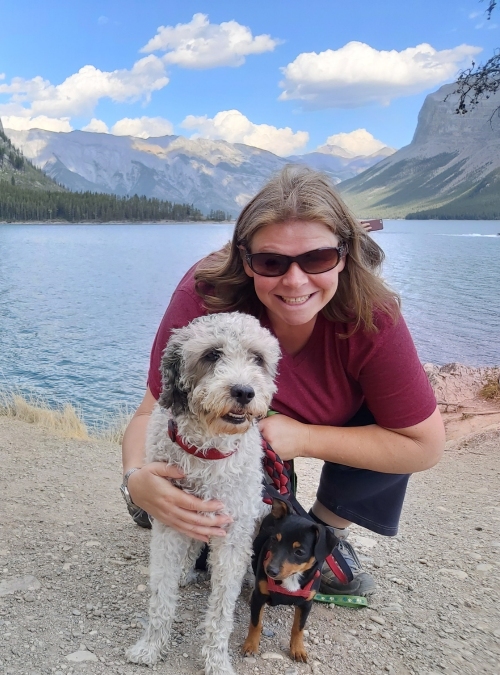 Claire on travels in the Rockies with Charlie and Poppy